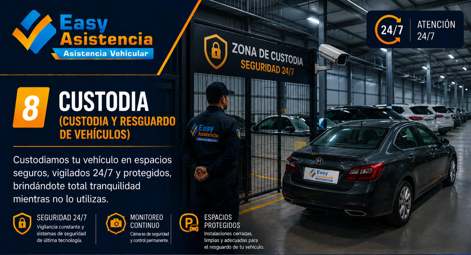 Custodia Guardamos y cuidamos tu carro en un lugar seguro