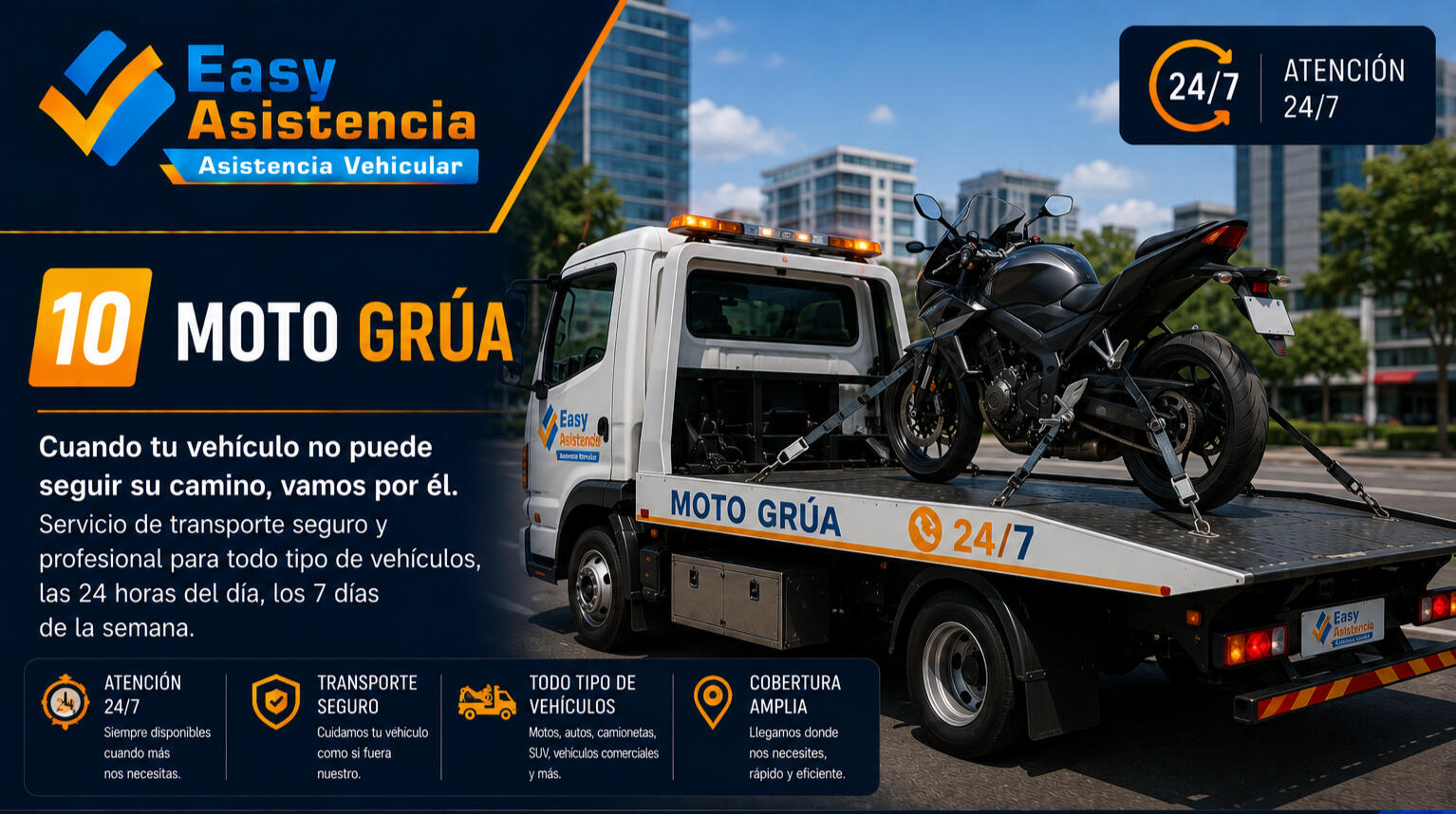 Moto Grúa Transporte seguro de motos y cualquier tipo de vehículos